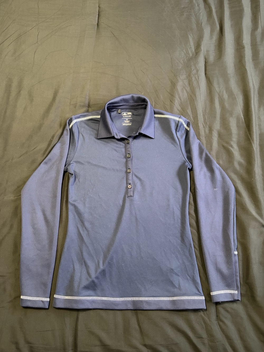 Adidas Golf Cumalite Long Sleeve Polo Shirt Blue with stitching! Size XS.